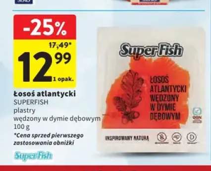 Łosoś atlantycki wędzony w dymie dębowym plastry SuperFish