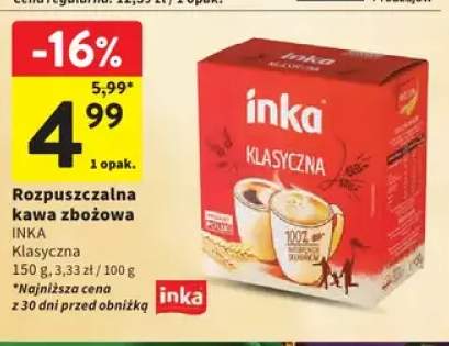 Rozpuszczalna kawa zbożowa Inka Klasyczna