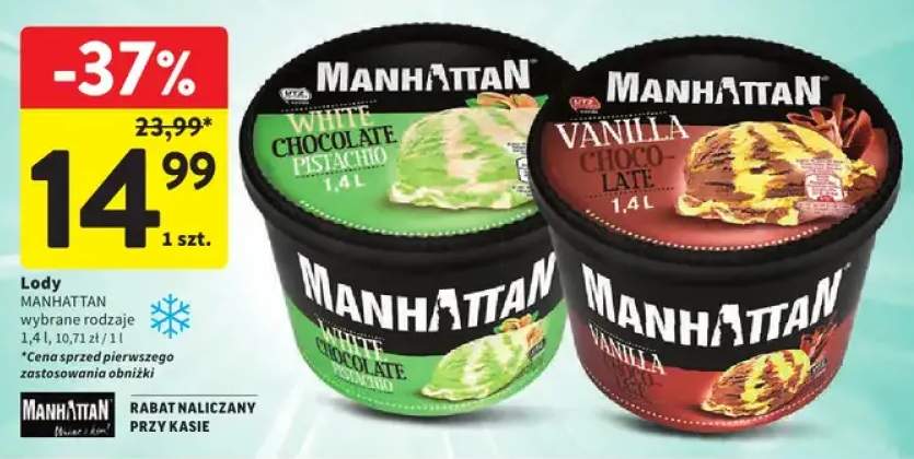 Lody Manhattan White Chocolate Pistachio +1 wariant