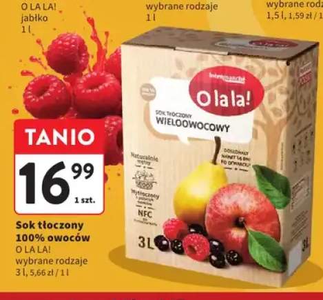 Sok tłoczony 100% owoców O la la! wieloowocowy