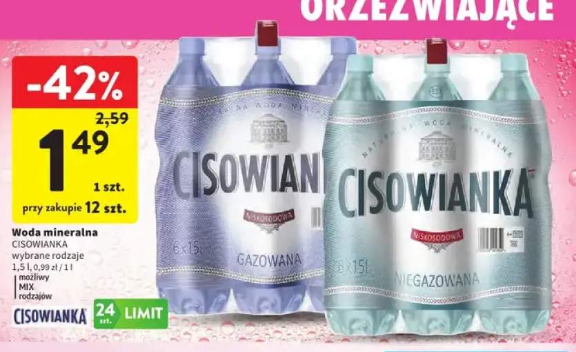Woda mineralna Cisowianka niegazowana +1 wariant