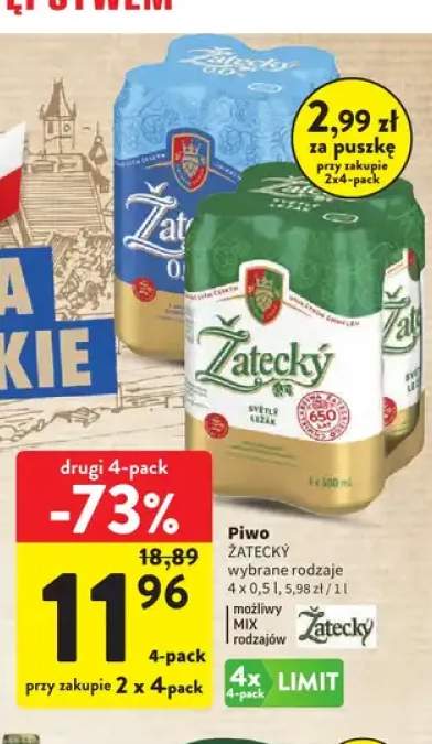 Piwo bezalkoholowe Żatecký 4-pak +1 wariant