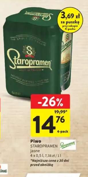 Piwo Staropramen jasne 4-pak