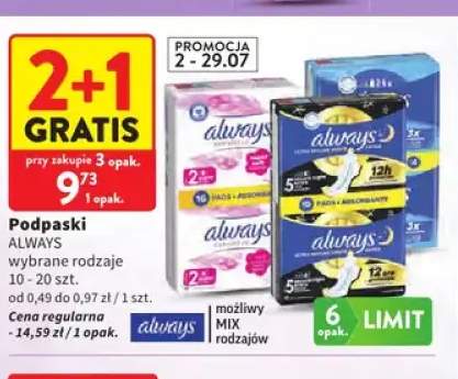 Podpaski Always Sensitive Ultra Super +3 warianty