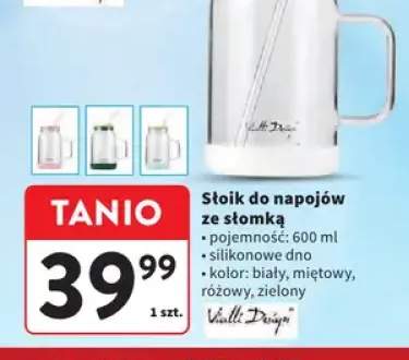 Słoik do napojów ze słomką Vialli Design 600 ml