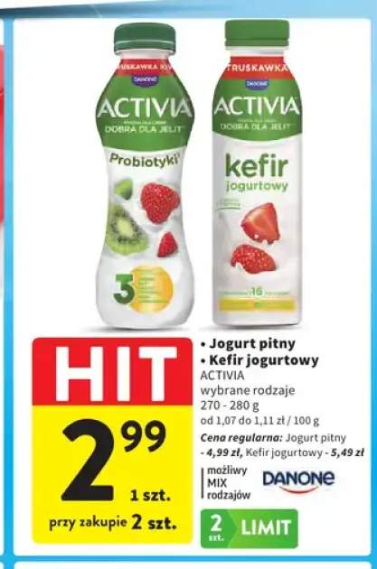 Jogurt pitny Activia Truskawka Kiwi +1 wariant