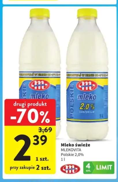 Mleko świeże Mlekovita Polskie 2,0%