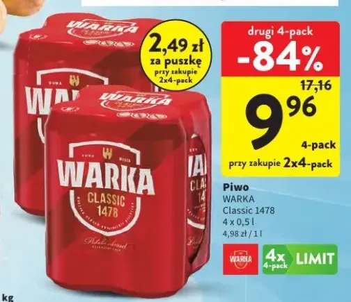Piwo Warka Classic 1478 4-pak