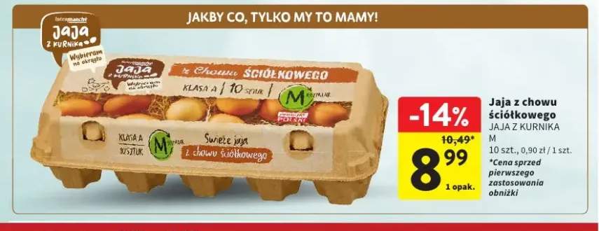 Jaja z chowu ściółkowego klasa A rozmiar M Jaja z Kurnika 10-pak