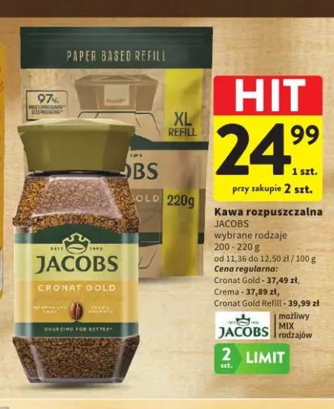 Kawa rozpuszczalna Jacobs Cronat Gold +2 warianty