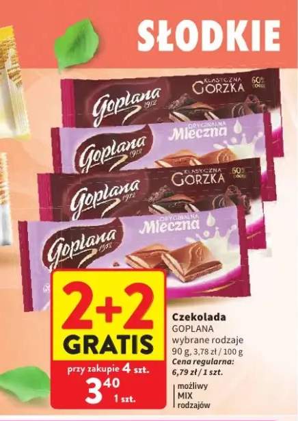 Czekolada Goplana gorzka +1 wariant