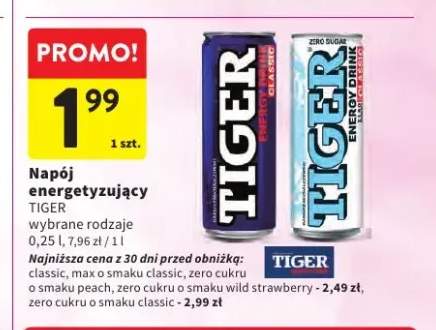 Napój energetyzujący Tiger Max Classic +4 warianty