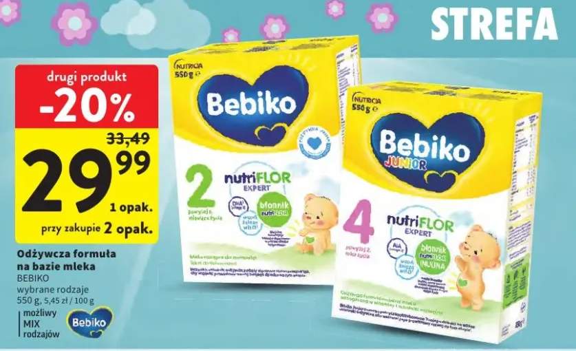Odżywcza formuła na bazie mleka Bebiko 2 +1 wariant