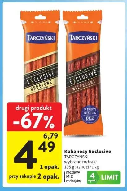 Kabanosy Exclusive Wieprzowe Tarczyński +1 wariant