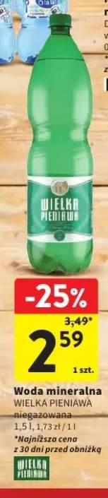 Woda mineralna niegazowana Wielka Pieniawa