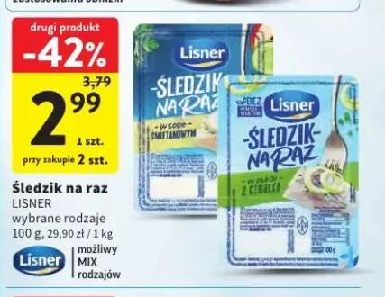 Śledzik na raz Lisner w sosie śmietankowym +1 wariant