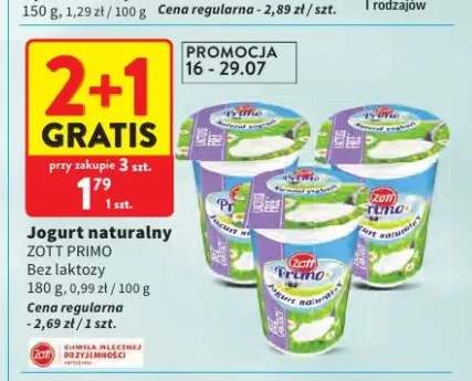 Jogurt naturalny Zott Primo bez laktozy