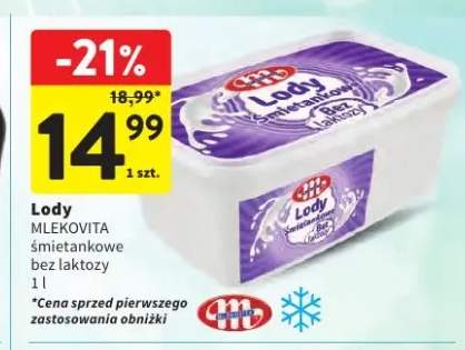 Lody śmietankowe bez laktozy Mlekovita