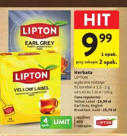 Herbata ekspresowa Lipton Yellow Label +3 warianty