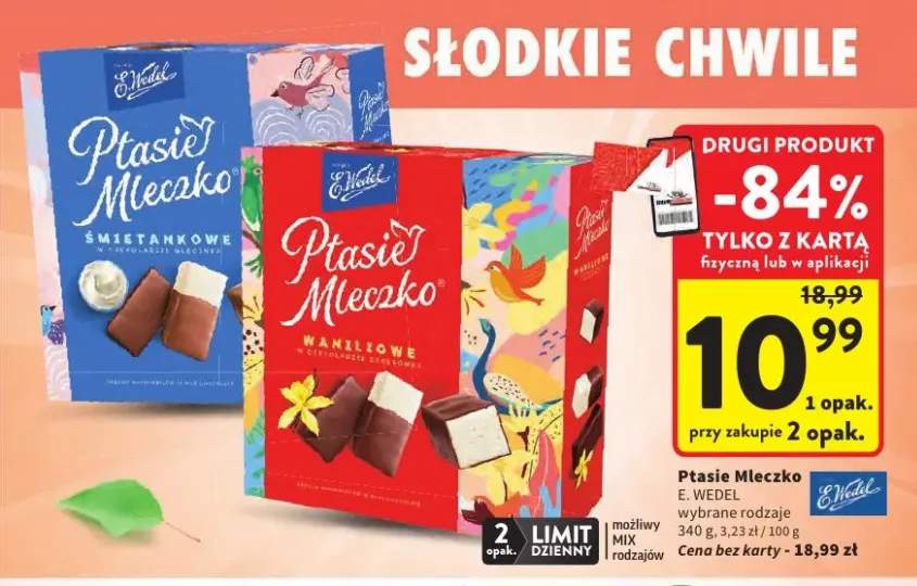 Ptasie Mleczko śmietankowe E. Wedel +1 wariant