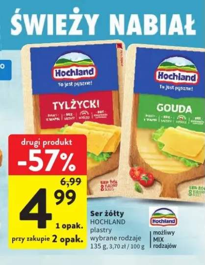 Ser żółty Tylżycki plastry Hochland +1 wariant