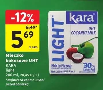 Mleczko kokosowe UHT Kara light