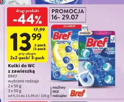 Kulki do WC z zawieszką Bref 2-pack +1 wariant