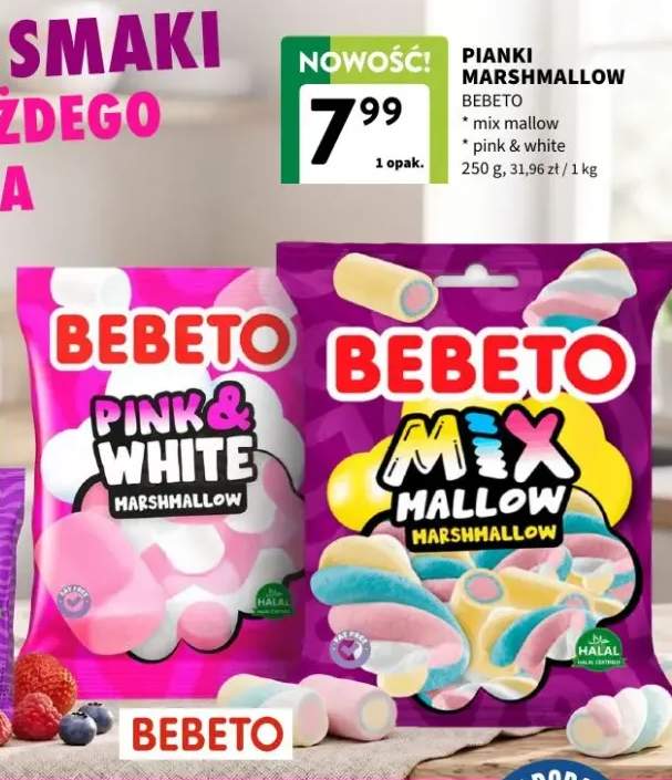Pianki marshmallow Bebeto Pink & White +1 wariant