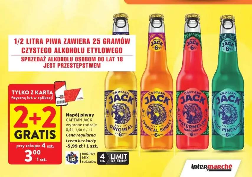 Napój piwny Captain Jack Original +1 wariant