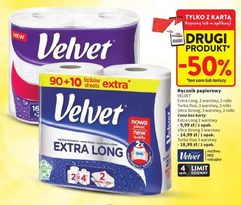 Ręcznik papierowy Velvet Extra Long 2-pak +2 warianty