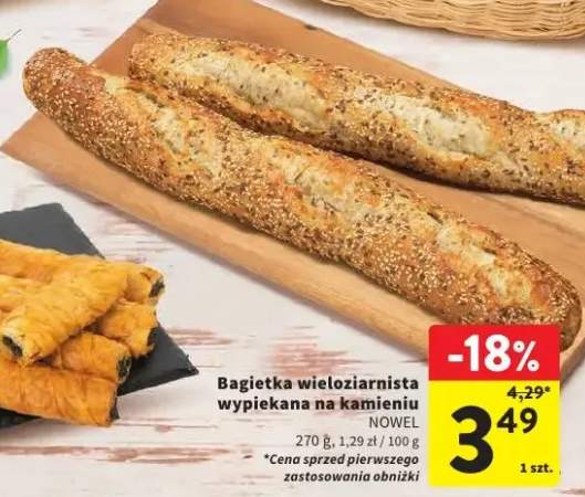Bagietka wieloziarnista wypiekana na kamieniu Nowel