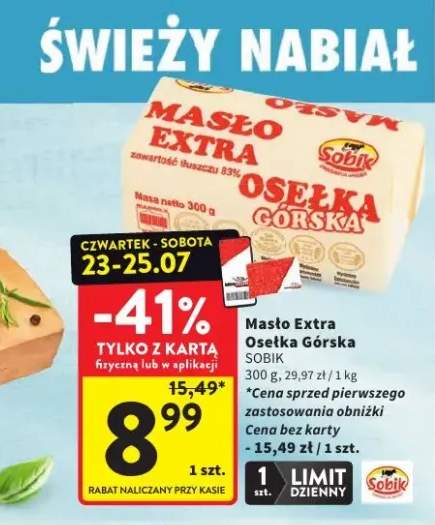 Masło Extra Osełka Górska Sobik