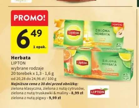 Herbata zielona Lipton klasyczna +3 warianty