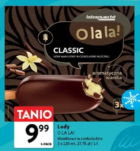 Lody waniliowe w czekoladzie mlecznej O la la! 3-pak