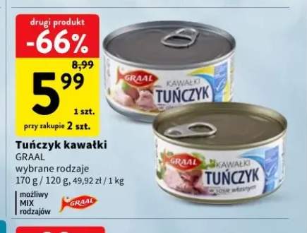 Tuńczyk kawałki w oleju Graal +1 wariant