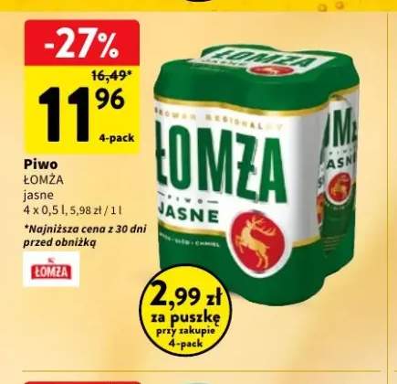 Piwo Łomża Jasne 4-pak