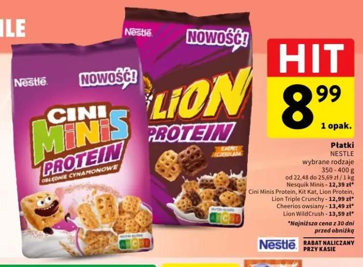 Płatki śniadaniowe Cini Minis Protein Nestlé +6 wariantów