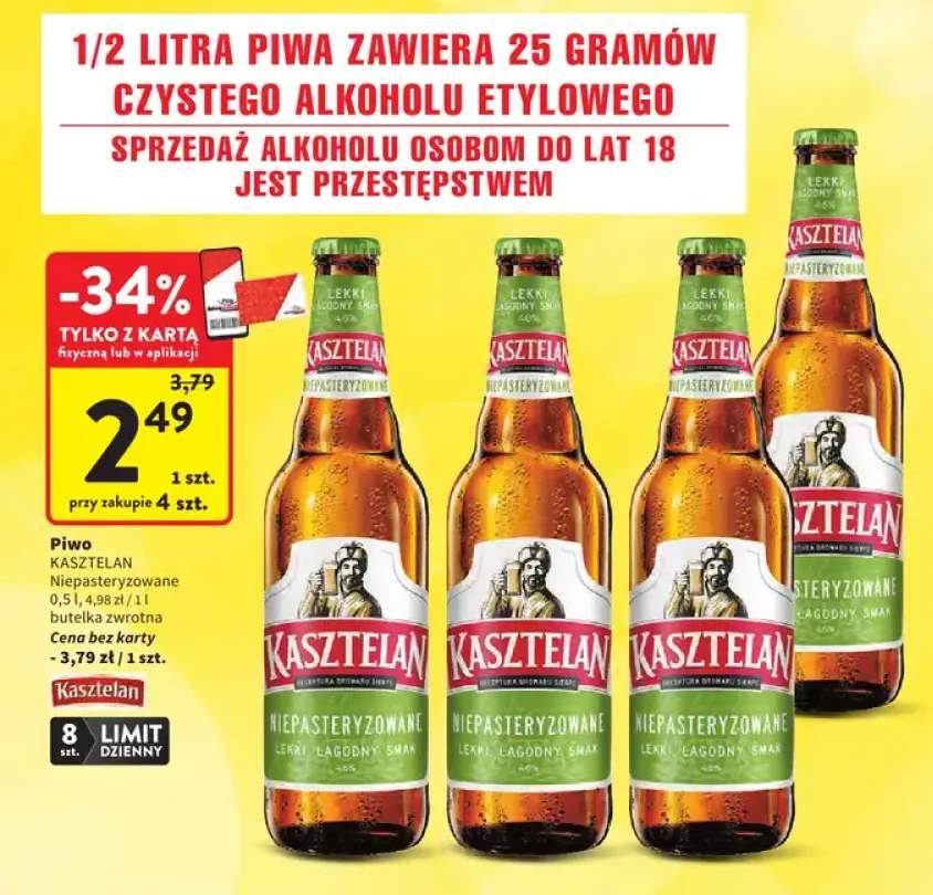 Piwo Kasztelan Niepasteryzowane