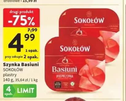 Szynka Basiuni w plastrach Sokołów