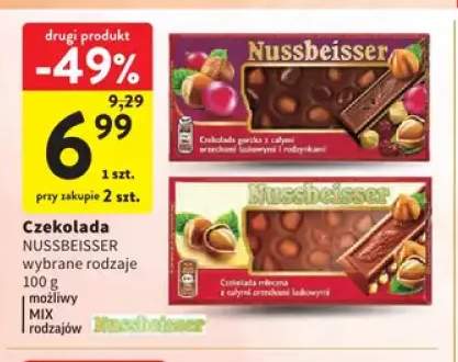 Czekolada gorzka z całymi orzechami laskowymi i rodzynkami Nussbeisser +1 wariant