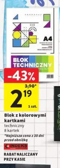 Blok techniczny z kolorowymi kartkami Indeks 8 kartek