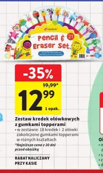 Zestaw kredek ołówkowych z gumkami topperami Signature