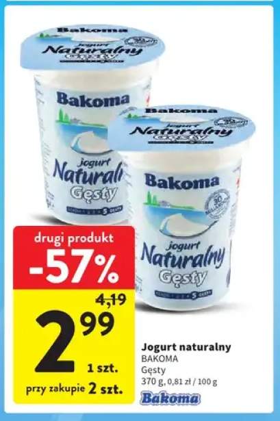Jogurt naturalny Bakoma Gęsty