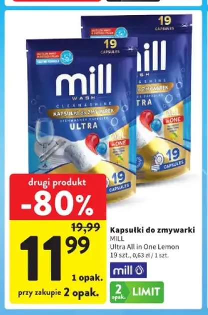Kapsułki do zmywarki Mill Ultra All in One Lemon