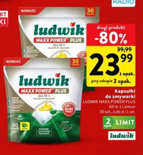 Kapsułki do zmywarki Ludwik Maxx Power Plus All In 1 Lemon