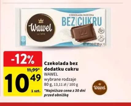 Czekolada bez dodatku cukru Wawel