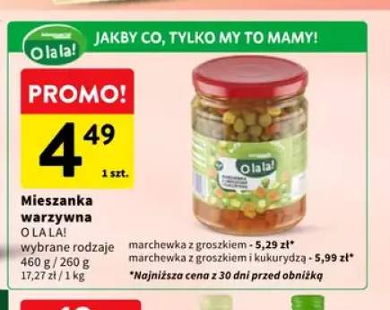Mieszanka warzywna O la la! marchewka z groszkiem +1 wariant