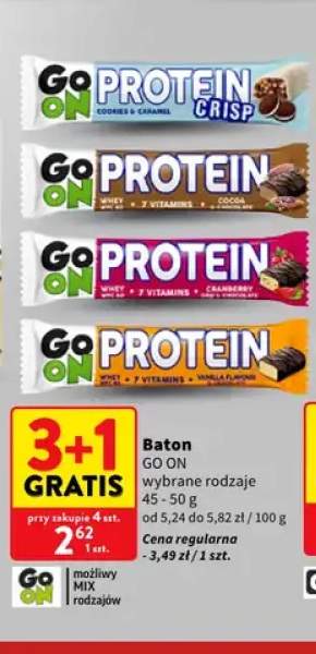 Baton Go On Protein Crisp cookies & caramel +3 warianty