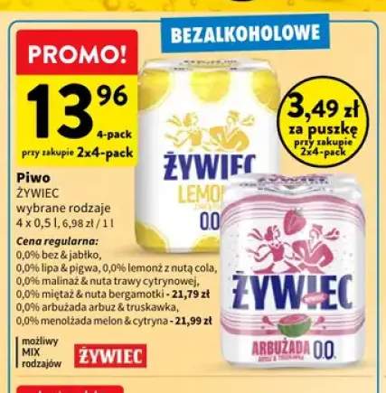 Piwo bezalkoholowe Żywiec bez & jabłko 4-pak 500 ml +6 wariantów