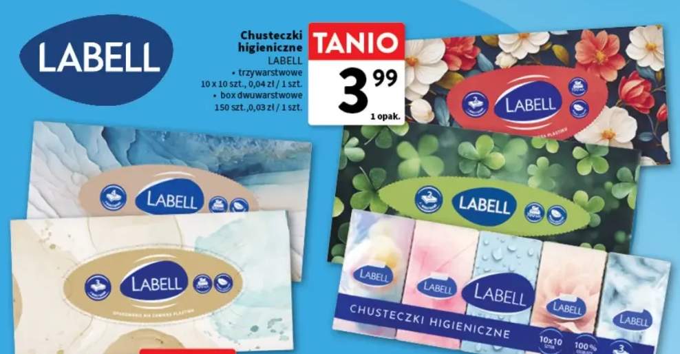 Chusteczki higieniczne trzywarstwowe 10-pak Labell +1 wariant